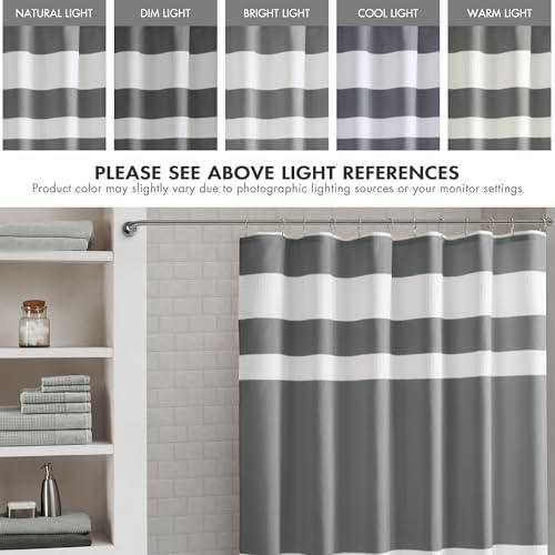 Madison Park Spa Waffle Weave Long Shower Curtain, 72 x 78, Charcoal