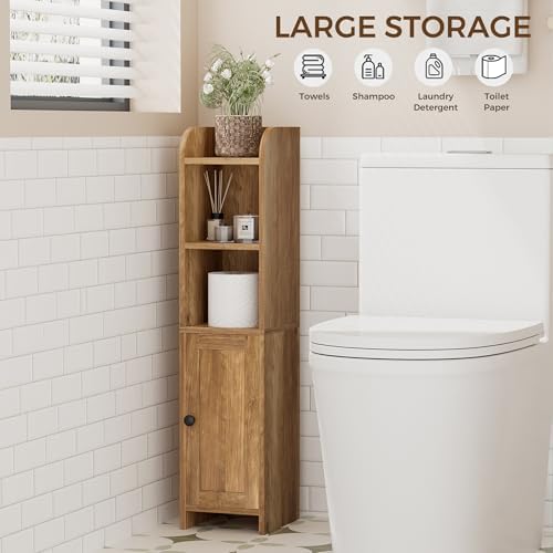 Homhedy Small Bathroom Storage Cabinet, Narrow Toilet Paper Cabinet