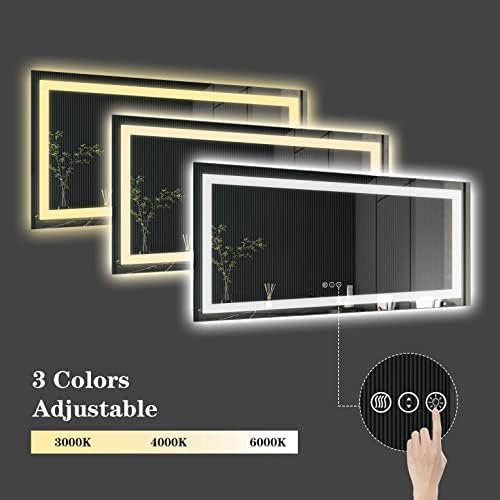 Amorho LED Bathroom Mirror, 55"X30" with Front Light and Backlit