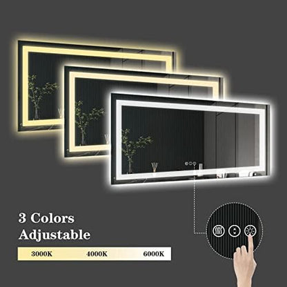 Amorho LED Bathroom Mirror, 55"X30" with Front Light and Backlit