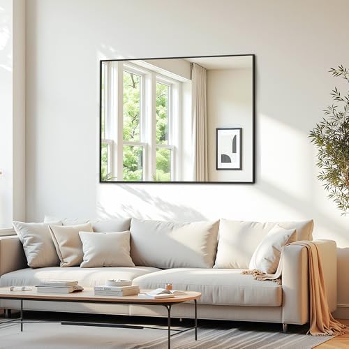 Bathroom Mirror 40" x 30", Large Rectangle Wall Mirror, Black
