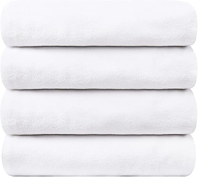 JML Microfiber Bath Towel Set, 4 Pack, 27" x 55", White
