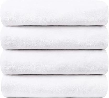 JML Microfiber Bath Towel Set, 4 Pack, 27" x 55", White