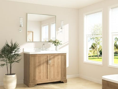TETOTE Brushed Nickel Bathroom Mirror for Over Sink 40" x 36" Brushed Nickel Beveled Framed Rectangle Vanity Mirror for Bathroom, Bedroom, Entryway, Living Room, Tempered Glass, Stronger Frame