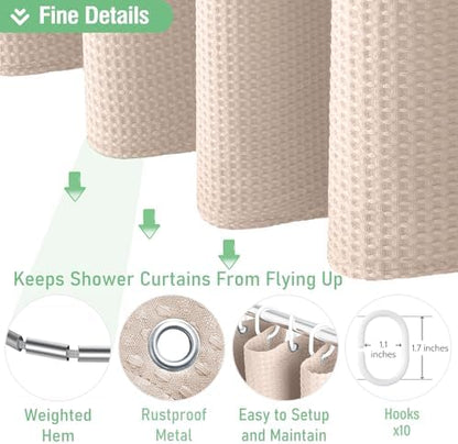 Dynamene Stall Waffle Shower Curtain 256 GSM Heavy Fabric 54x78 Blush Pink