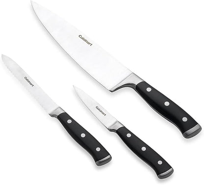 Cuisinart Classic Forged High-Carbon Stainless Steel full-tang Triple Rivet Knife Set With Black Blade Cover/Shealths (3-Piece)