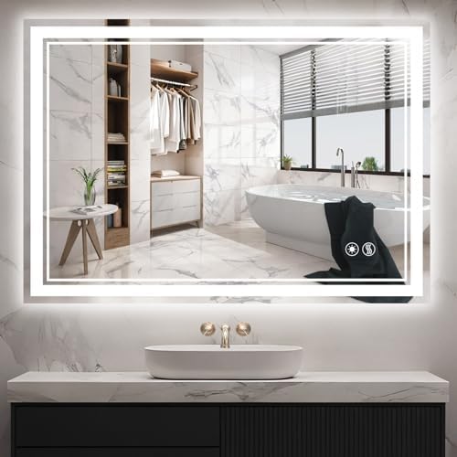 28“ x 40” LED Mirror for Bathroom, Dimmable 3 Colors, Fogless