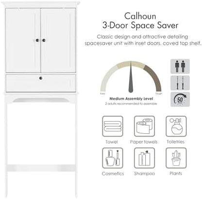 Spirich Bathroom Over the Toilet Storage Cabinet with Tilt-Out Cube, White