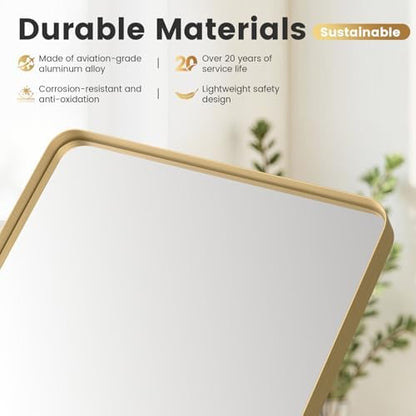 20"X40" Gold Bathroom Mirrors for Over Sink,Aluminum Frame