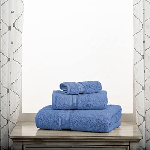 SUPERIOR Egyptian Cotton Ultra Plush & Absorbent, 3 Piece Set, Denim Blue