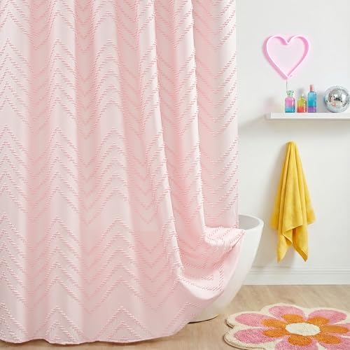 Pink Boho Fabric Shower Curtain 72 x 74 Inches
