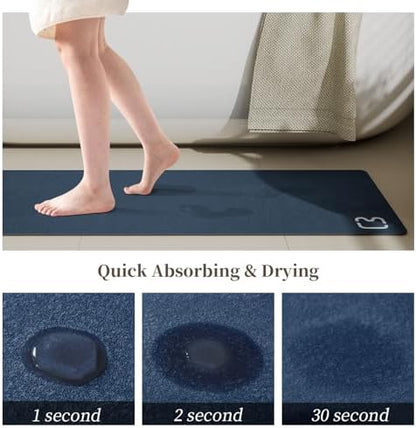RUERYA Navy Long Bathroom Rugs Large Stone Bath Mats for Bathroom,15.7"x47"
