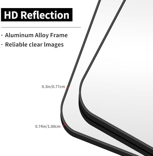 Bathroom Mirror, 36"x36" Black Square Wall Mirror, Metal Frame Rounded Corner Vanity Mirror, Large Wall Mounted Mirror for Modern Bedroom Living Room Horizontal Or Vertical Mounting