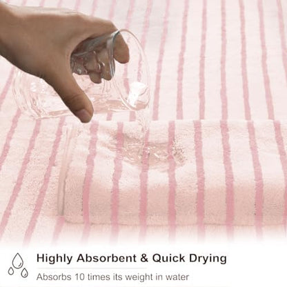 2 Piece Pink Cabana Stripe Hand Towels for Bathroom 16"x31" Ultra Soft Breathable Hand Face Towels Highly Absorbent 600GSM Towels Quick Dry Beach Chair Towel for Spa Gym Hotel Travel Camp