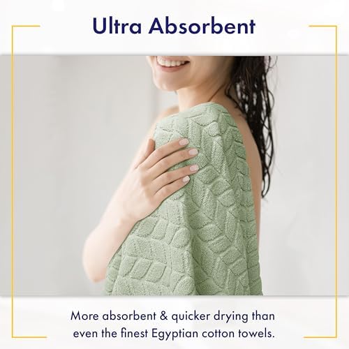 Alusa Home Ultra Soft & Stylish 700 GSM Luxury Bath Sheets | Pack of 2 | Extra Large 35x70 Inches | 100% Zero-Twist, Long-Staple Cotton | Remarkably Absorbent (Eucalyptus Green)