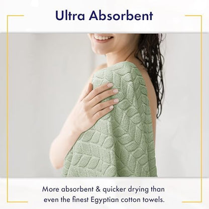 Alusa Home Ultra Soft & Stylish 700 GSM Luxury Bath Sheets | Pack of 2 | Extra Large 35x70 Inches | 100% Zero-Twist, Long-Staple Cotton | Remarkably Absorbent (Eucalyptus Green)