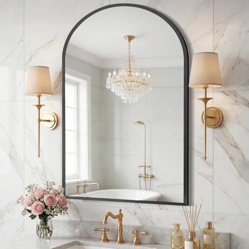Sweetcrispy 26"x38" Arched Bathroom Mirror, Bathroom Mirrors for Over Sink