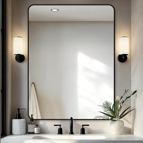 Delma Bathroom Vanity Mirror, Black Framed Mirror for Over Sink, 30x40