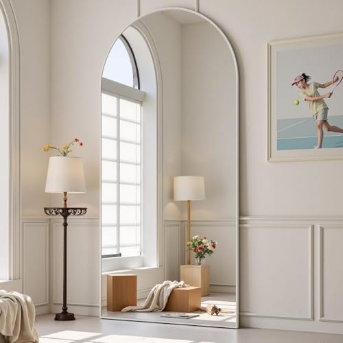 Dewfig Full Length Mirror, 70"x26" Arched Full Body Mirror, White