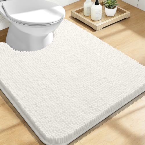 OLANLY Toilet Rugs U-Shaped 24x20, Soft Absorbent Chenille Contour Rugs