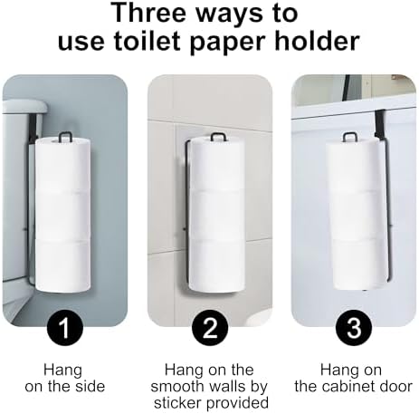 Over The Tank Toilet Paper Storage for 3 Roll Tissue, Toilet Paper Holder Stainless Steel Wall Mount with Storage and Reserve, Black Holder for Bathroom and RV Organization, 1 Pack