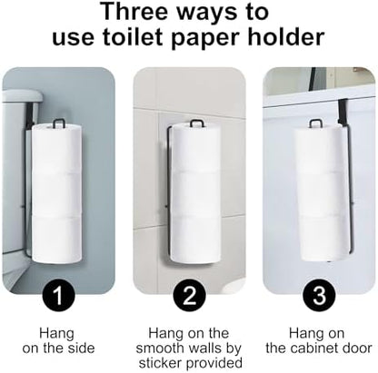 Over The Tank Toilet Paper Storage for 3 Roll Tissue, Toilet Paper Holder Stainless Steel Wall Mount with Storage and Reserve, Black Holder for Bathroom and RV Organization, 1 Pack