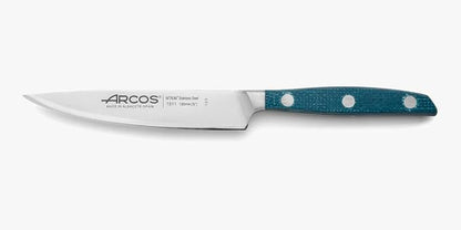 Arcos Forged Vegetable Knife Stainless Steel 5 Inch. Ergonomic Polyoxymethylene POM Handle & Special Silk Silver Blade 130 mm. Series Manhattan. Black Color.