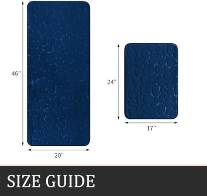 YIHOUSE Bathroom Rugs Mat Set, Memory Foam Bath Mat 2 Piece Navy Blue