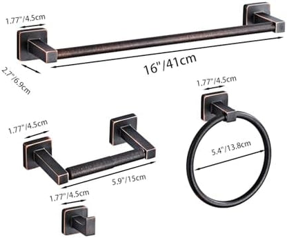 Bathroom Hardware Set 4 Pieces,Oil Rubbed Bronze Towel Bar Set Stainless Steel Wall Mounted, Includes 16In Hand Towel Bar, Towel Ring, Robe Towel Hooks,Toilet Paper Holder, Bathroom Towel Rack Set