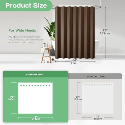 Dynamene Extra Wide Waffle Shower Curtain 256 GSM Fabric 84x72 Brown