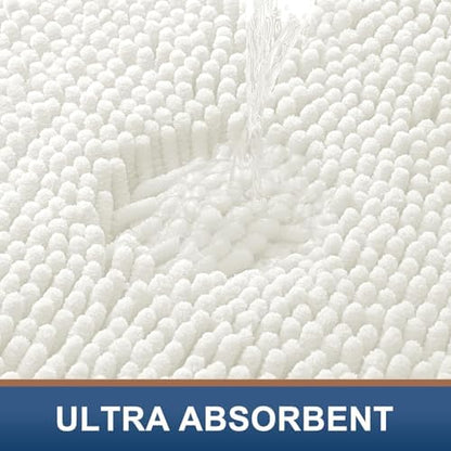Smiry Chenille Bathroom Rugs Sets 2 Piece (36x24+30x20, Ivory)