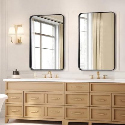 Black Bathroom Vanity Mirror Over Sink 24x36, Large Wall Rectangle Mirror