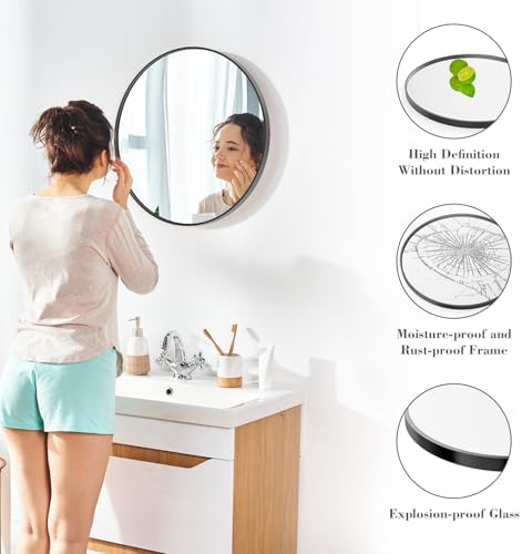 NEWBULIG 24 Inch Round Bathroom Mirror, Wall Mount Vanity Mirror