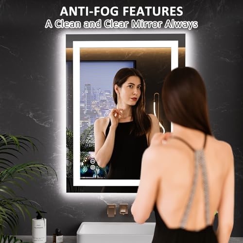 LOAAO 23.6"x31.5" LED Bathroom Mirror with Lights, UL Listed