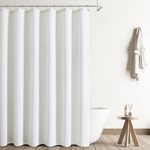 Naturoom Linen Shower Curtain 78 Inch Long for Bathroom White 1 Panel