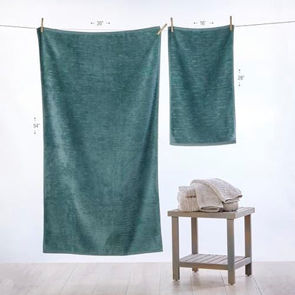 SKL Home CloudSoft Hand Towel Set, 2-Piece, 100% Cotton Luxury, Teal