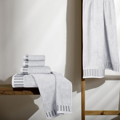 BELIZZI HOME Ultra Soft 6 Pack Cotton Towel Set, Contains 2 Bath Towels 28x55 inch, 2 Hand Towels 16x24 inch & 2 Wash Cloths 12x12 inch, Ideal Everyday use, Compact & Lightweight - Light Grey