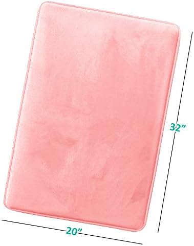 Clara Clark Bathroom Rugs, Velvet Memory Foam Bath Mat, Non-Slip, Machine Washable Bath Rugs - Dries Quickly, Ultra Soft Plush Bath Mats for Bathroom, 20 x 32, Coral Pink