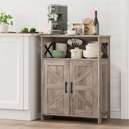 Homhedy Farmhouse Bathroom Storage Cabinet with Doors, Small Floor Cabinet