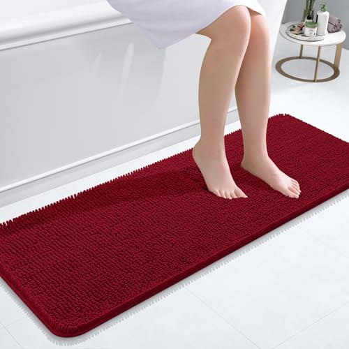 OLANLY Bathroom Runner Rugs 47x17, Extra Soft Absorbent Chenille Bath Rugs