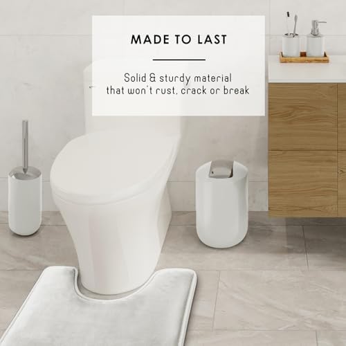 Clara Clark Bathroom Set - White Bathroom Accessories Set, 20PC Bathroom Accessory Set, Shower Curtain Set with Liner, Toothbrush Holder, Soap Dispenser, Soap Dish, Toilet Brush Holder, and Trash Can