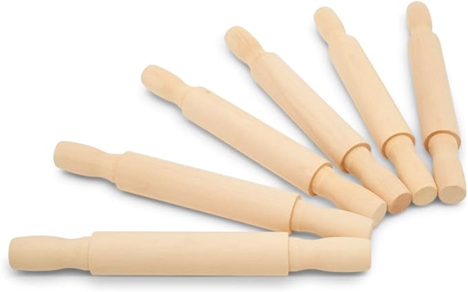 Wooden Mini Rolling Pin, 7 Inches Long, Pack of 25, Perfect for Fondant, Pasta, Baking in the Kitchen and Crafting, by Woodpeckers