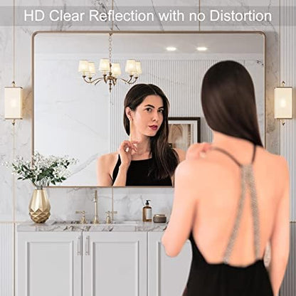 LOAAO 48"X32" Gold Bathroom Mirror