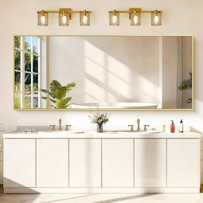 COFENY 36x72inch Bathroom Mirror, Gold Rectangle Mirror with Thin Metal Frame, Large Rectangular Wall Mirrors for Bathroom, Living Roomm, Hair Salon, Big Farmehouse Mirror Hang Horizontal/Vertical