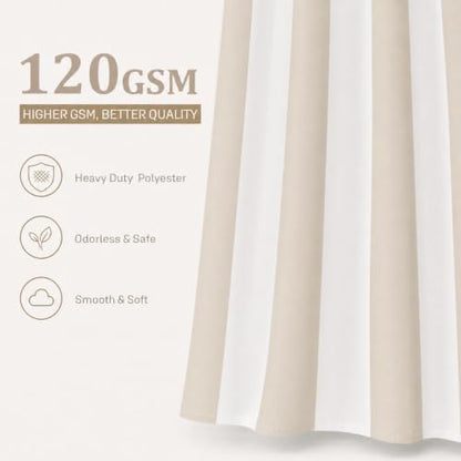 Ohocut Vertical Striped Shower Curtain, Cute Retro Vintage Stripe Bow Bathroom Shower Curtain, Waterproof Polyester Fabric Modern Bath Curtain for Bathroom 72x72 Inches Beige