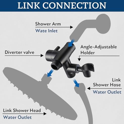 G-Promise Solid Metal Shower Head Diverter with Holder 3-Way