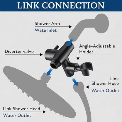 G-Promise Solid Metal Shower Head Diverter with Holder 3-Way