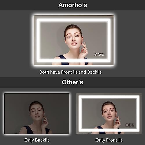 Amorho LED Mirror for Bathroom, 24"x30" with Front Light and Backlight