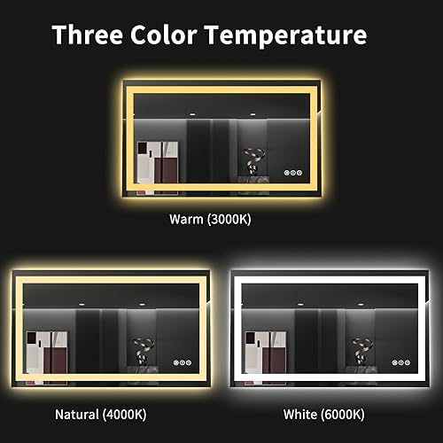 LOAAO 48"X28" LED Bathroom Mirror with Lights, UL Listed