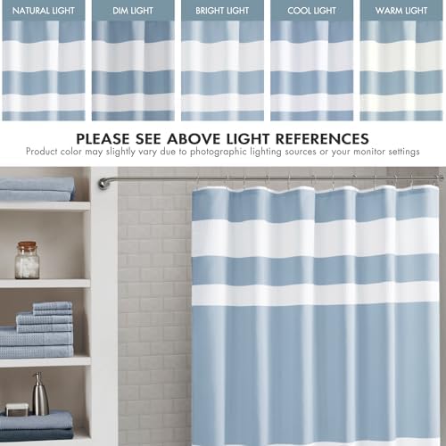 Madison Park Spa Waffle Weave Long Shower Curtain, 72 x 78, Blue
